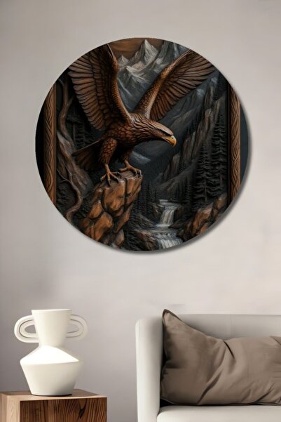 Teona Ahşap Στρογγυλό Ξύλινο Διακοσμητικό Τραπέζι Φωλιά Αετού για Σπίτι, Είσο...