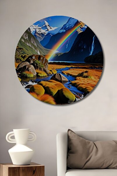 Teona Ahşap Στρογγυλή εικονογράφηση βουνού με θέα στο ουράνιο τόξο, Ξύλινο δι...