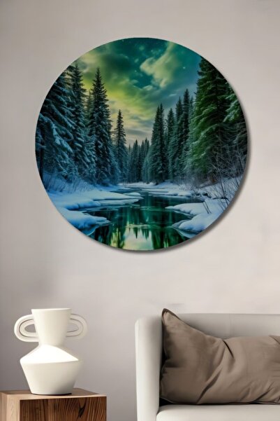 Teona Ahşap Στρογγυλό διακοσμητικό ξύλινο πίνακα με ακουαρέλα με εμφάνιση του...