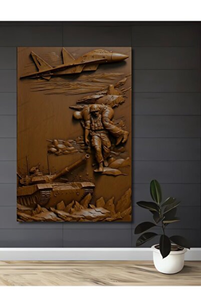 Teona Ahşap Ξύλινο διακοσμητικό τραπέζι με ήρωα στρατιώτη και τανκ, για σπίτι...