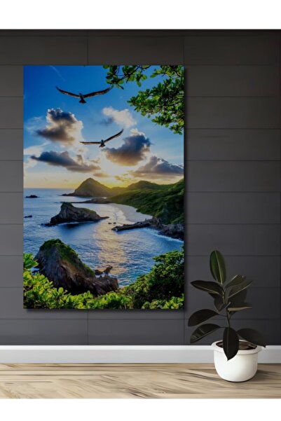 Teona Ahşap Παραθαλάσσιο ονειρεμένο ξύλινο διακοσμητικό τραπέζι με ελαιογραφί...