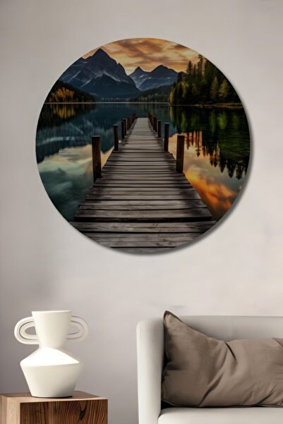 Teona Ahşap Διακοσμητικό ξύλινο τραπέζι με ελαιογραφία με θέα στην παραλία το...