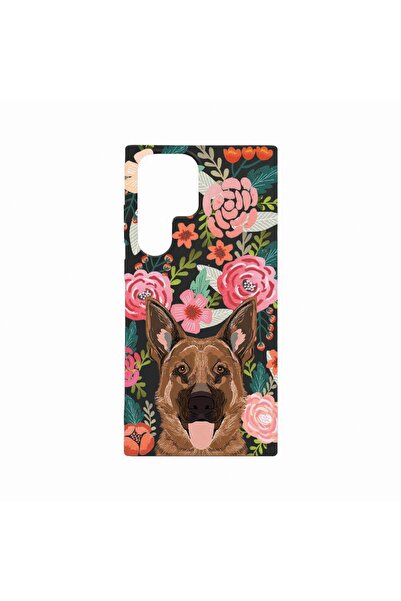 bestcase Θήκη, Συμβατή με Samsung Galaxy S23 Ultra, Σχέδιο Σκύλος και Λουλούδ...