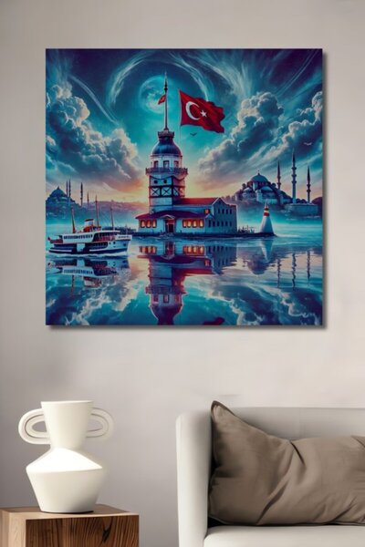 Teona Ahşap Πύργος των Κοριτσιών Κωνσταντινούπολη Τοπίο Ακουαρέλας Ξύλινο Δια...