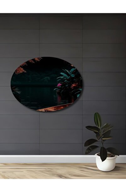 Teona Ahşap Μυστηριώδης Ξύλινη Διακοσμητική Εικόνα Βάρκας από το Δάσος με Ελα...