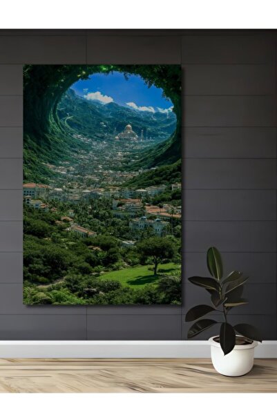 Teona Ahşap Ξύλινο Διακοσμητικό Τραπέζι Πόλης της Μυστηριώδους Κοιλάδας για Σ...