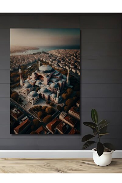 Teona Ahşap Ξύλινο διακοσμητικό πίνακα με ελαιογραφία ιστορικού τοπίου της Αγ...