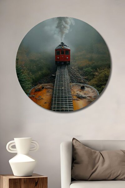 Teona Ahşap Στρογγυλό Ξύλινο Διακοσμητικό Τραπέζι Κιθάρας με θέμα το Μυστηριώ...