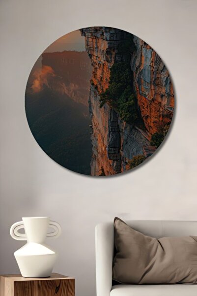 Teona Ahşap Βράχια τοπία στο μαγικό φως του στρογγυλού ήλιου Ξύλινο διακοσμητ...