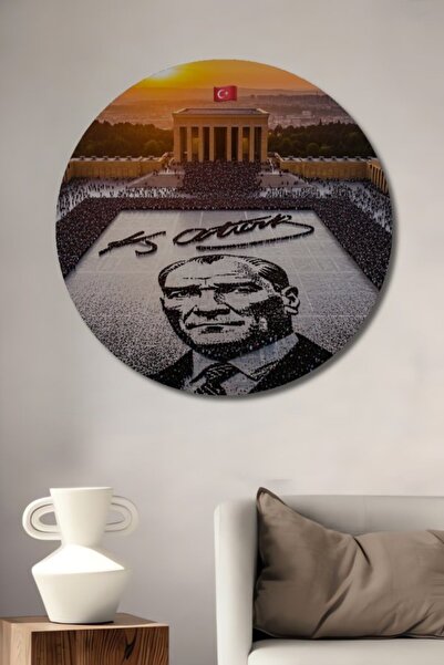 Teona Ahşap Στρογγυλό ξύλινο διακοσμητικό πίνακα με το υπογραφήματα του Μουστ...