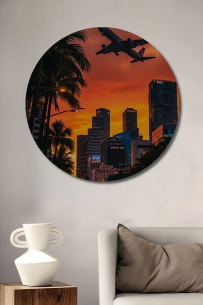 Teona Ahşap Στρογγυλό Ξύλινο Διακοσμητικό Πίνακα Μοντέρνας Τέχνης με θέα σε α...