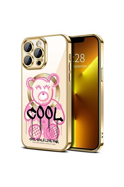 bestcase Πολυτελής Θήκη MagSafe, Συμβατή με Apple iPhone 13 Pro, Ροζ Αρκουδάκ...