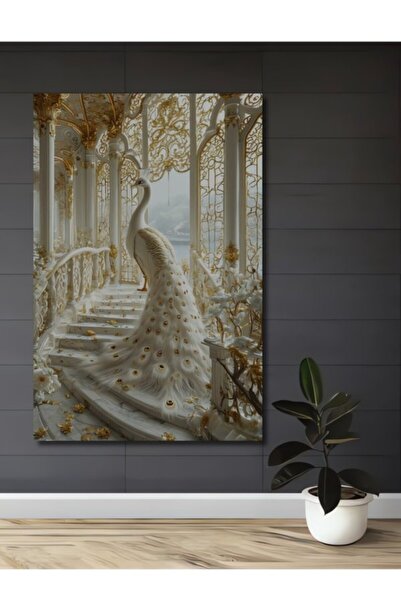 Teona Ahşap Ευγενικός Λευκός Παγώνιος Ελαιογραφία με όψη ξύλου Διακοσμητικός ...