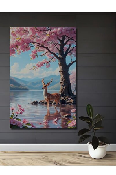 Teona Ahşap Το Ξύλινο Διακοσμητικό Τραπέζι με Ακουαρέλα Εμφάνισης Ανοιξιάτικω...