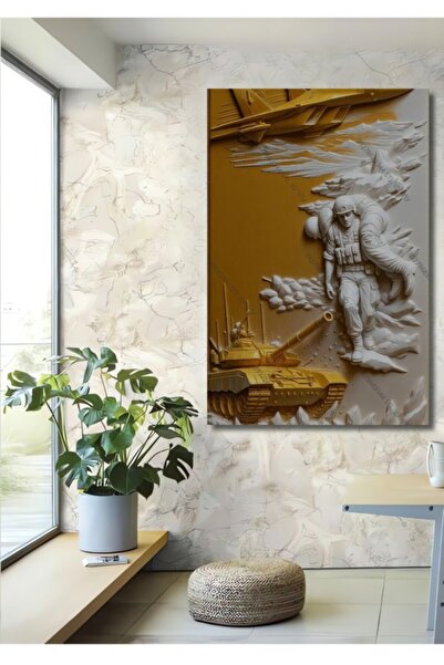 Teona Ahşap Ξύλινο διακοσμητικό τραπέζι με ήρωα στρατιώτη και τανκ, για σπίτι...