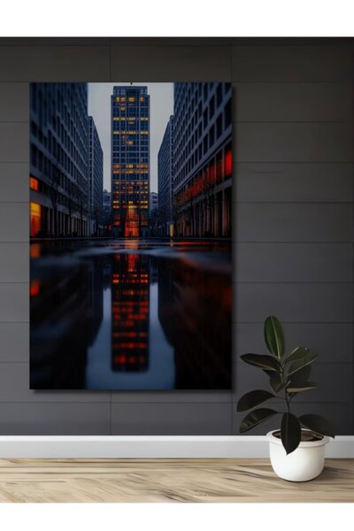Teona Ahşap Φώτα και Αντανακλάσεις της Πόλης Ξύλινο Διακοσμητικό Πίνακα για Σ...