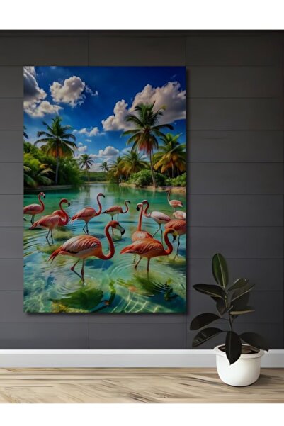 Teona Ahşap Τροπικός Παράδεισος των Φλαμίνγκο, Ξύλινο Διακοσμητικό Τραπέζι με...