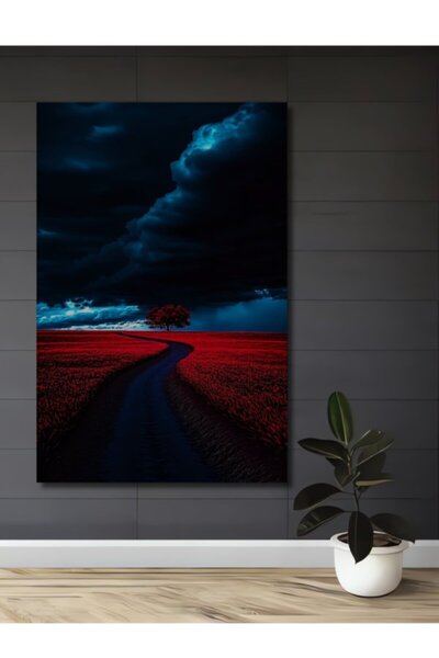 Teona Ahşap Μπλε Μονοπάτι στο Κόκκινο Χωράφι Ξύλινο Διακοσμητικό Τραπέζι για ...