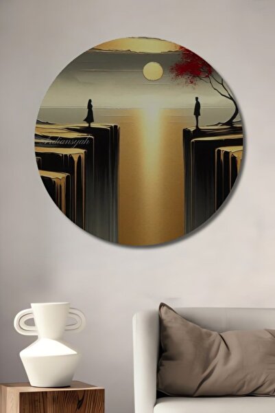 Teona Ahşap Αιώνια Αγάπη σε Στρογγυλό Κοιλάδι με Δύο Σιλουέτες, Ξύλινο Διακοσ...