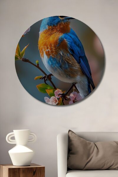 Teona Ahşap Στρογγυλό Ξύλινο Διακοσμητικό Τραπέζι με ζωηρά χρώματα, ελαιογραφ...