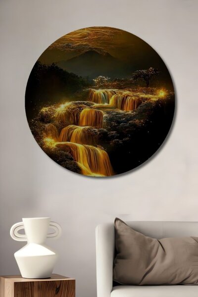 Teona Ahşap Στρογγυλό Ξύλινο Διακοσμητικό Πίνακα Μοντέρνας Τέχνης με Εμφάνιση...