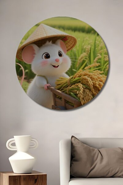 Teona Ahşap Στρογγυλό χαριτωμένο ξύλινο διακοσμητικό τραπέζι με σχέδιο ποντικ...