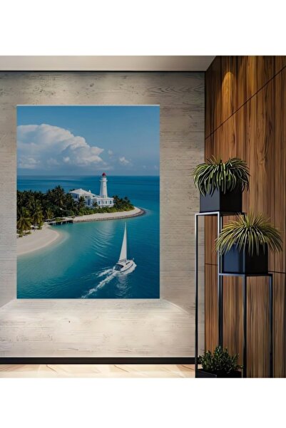 Teona Ahşap Τροπικός Φάρος Νησιού Ξύλινο Διακοσμητικό Τραπέζι για Σπίτι, Είσο...