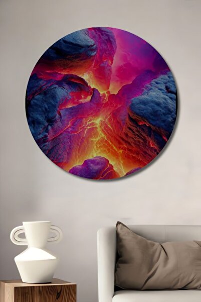 Teona Ahşap Στρογγυλό Ξύλινο Διακοσμητικό Πίνακα Αφηρημένης Τέχνης με Εμφάνισ...