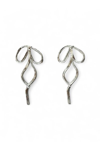 stravis Silver Color Bow Earrings