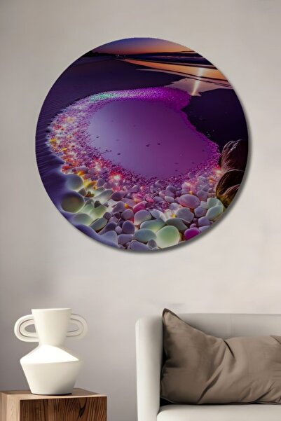 Teona Ahşap Στρογγυλό Ξύλινο Τραπέζι με Εφέ Ελαιογραφίας με Μαγικές Λαμπερές ...