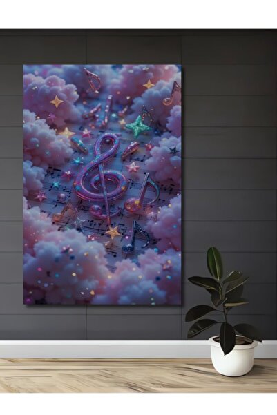 Teona Ahşap Διακοσμητικό ξύλινο τραπέζι με ελαιογραφία με ουράνιες νότες μουσ...