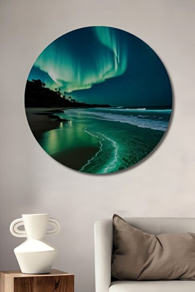 Teona Ahşap Στρογγυλό Ξύλινο Διακοσμητικό Τραπέζι με Συναρπαστικό Σκηνικό Βορ...