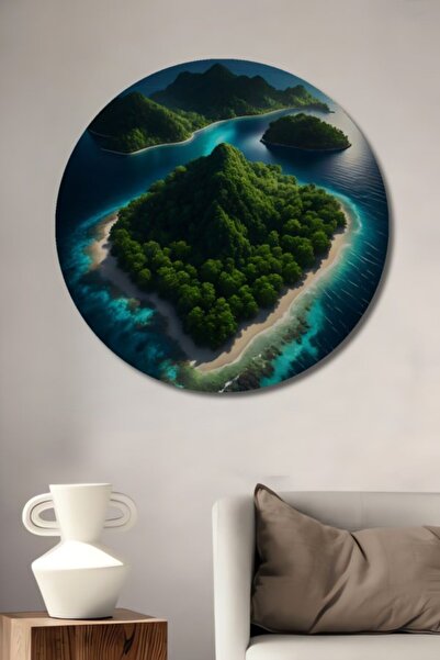 Teona Ahşap Στρογγυλό Ξύλινο Διακοσμητικό Πίνακα Ζωγραφικής με Ψηφιακή Εκτύπω...