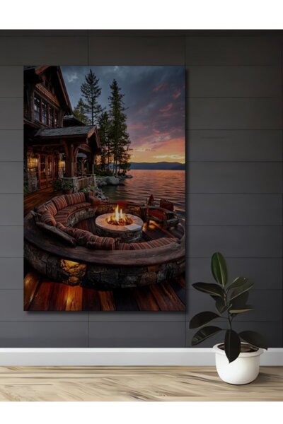 Teona Ahşap Διακοσμητικό ξύλινο τραπέζι με ελαιογραφία που απεικονίζει τον θά...