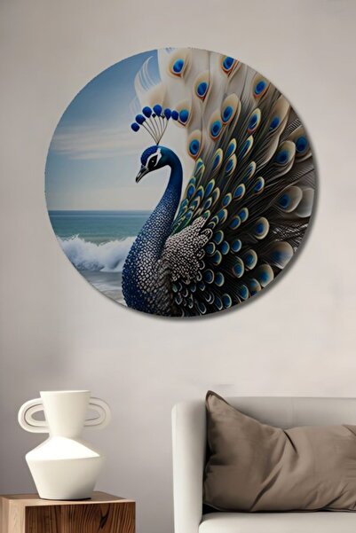 Teona Ahşap Ξύλινο διακοσμητικό τραπέζι με παγώνια και θαλασσινό τοπίο σε στρ...