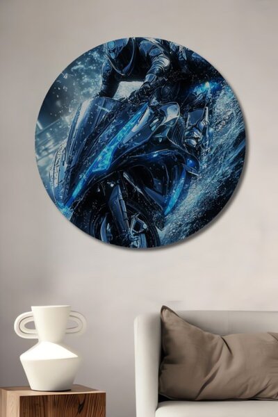 Teona Ahşap Στρογγυλό Φουτουριστικό Ξύλινο Διακοσμητικό Πίνακα με Ελαιογραφία...