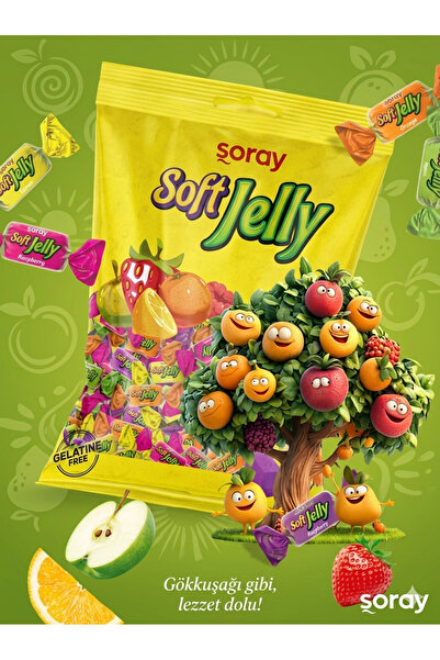 Şoray "1KG"SOFT MEYVE SULU MEYVE AROMALI KARIŞIK JELLY YUMUŞAK ŞEKER BAYRAMLI...