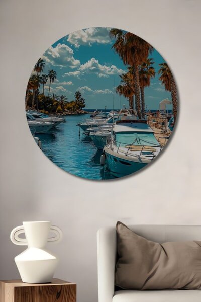 Teona Ahşap Διακοσμητικός ξύλινος πίνακας με ελαιογραφία πολυτελών γιοτ στην ...