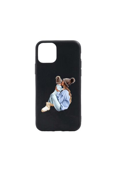 bestcase Θήκη Σιλικόνης Girl Mom, συμβατή με Apple iPhone 13 Mini, με υφασμάτ...