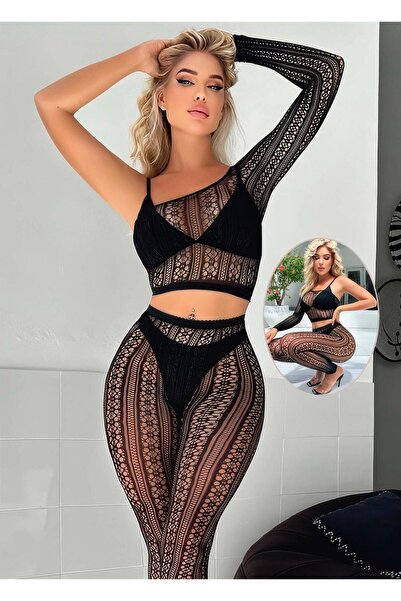 MADAME DREAM SİYAH RENK FİLE VUCUT ÇORABI