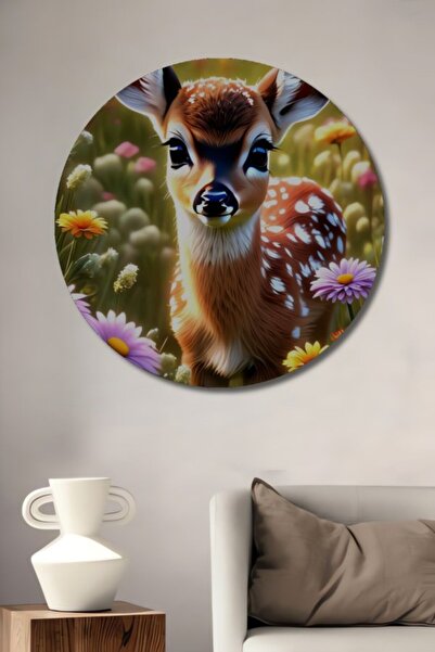 Teona Ahşap Στρογγυλό, γοητευτικό διακοσμητικό ξύλινο τραπέζι με ελαιογραφία ...