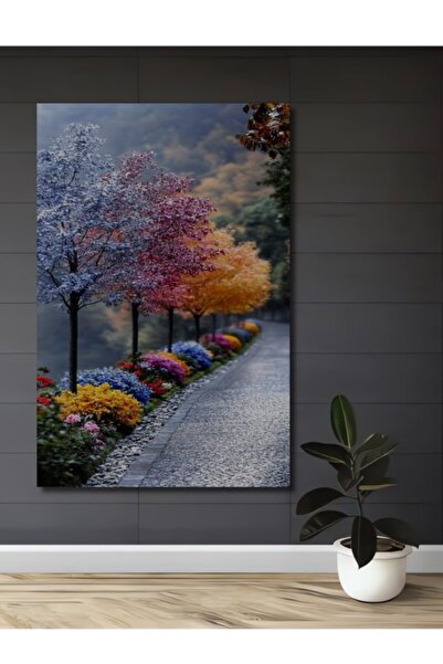 Teona Ahşap Διακοσμητικό ξύλινο τραπέζι με ελαιογραφία σε στυλ παραμυθένιου χ...