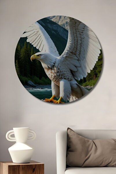 Teona Ahşap Στρογγυλό Μεγάλο Ξύλινο Διακοσμητικό Πίνακα από Καμβά με θέμα τον...