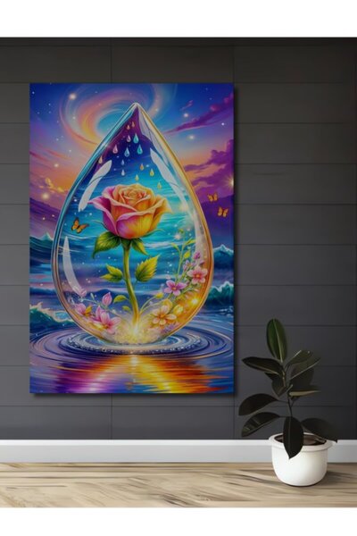 Teona Ahşap Ξύλινο διακοσμητικό τραπέζι με πολύχρωμα τριαντάφυλλα και πεταλού...