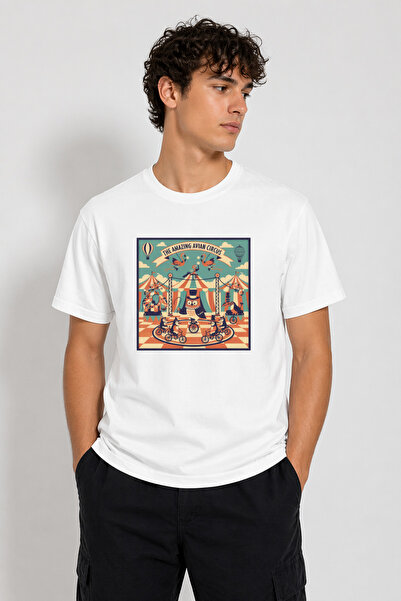 Justime Design Sirk Front Print Oversize Cotton Crew Neck Unisex T-Shirt