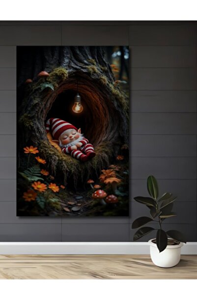 Teona Ahşap Ξύλινο διακοσμητικό τραπέζι με ελαιογραφία  "Sleeping Forest Dwar...