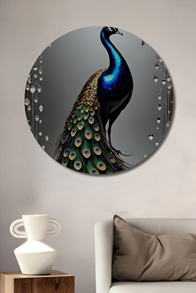 Teona Ahşap Στρογγυλό, μεγαλοπρεπές, ελαιογραφία με εμφάνιση παγώνιου, ξύλινο...