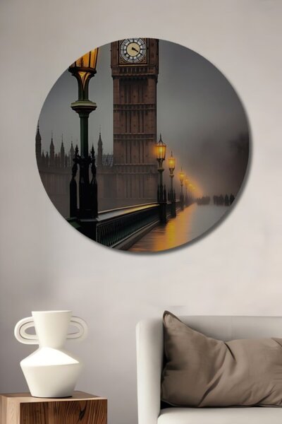 Teona Ahşap Στρογγυλό ξύλινο διακοσμητικό τραπέζι με εφέ ομίχλης, Λονδίνο, Μπ...