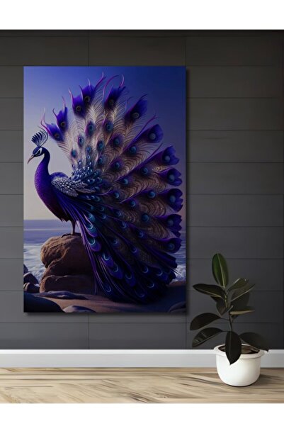 Teona Ahşap Μεγαλοπρεπής Ξύλινη Διακοσμητική Ζωγραφική με Ελαιογραφία Παγώνι,...