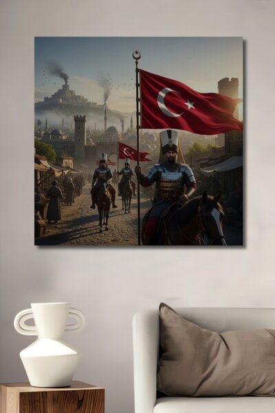 Teona Ahşap Οθωμανοί πολεμιστές με την τουρκική σημαία, ιστορικός περίπατος σ...